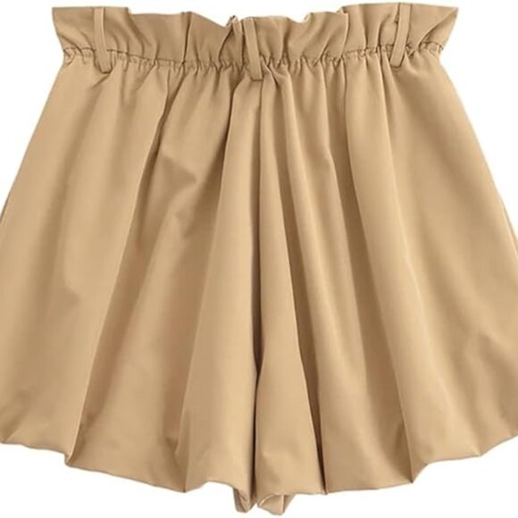 Women Front Button Zipper Balloon Hem Shorts Vintage Elastic Waist Medium - Picture 2 of 11